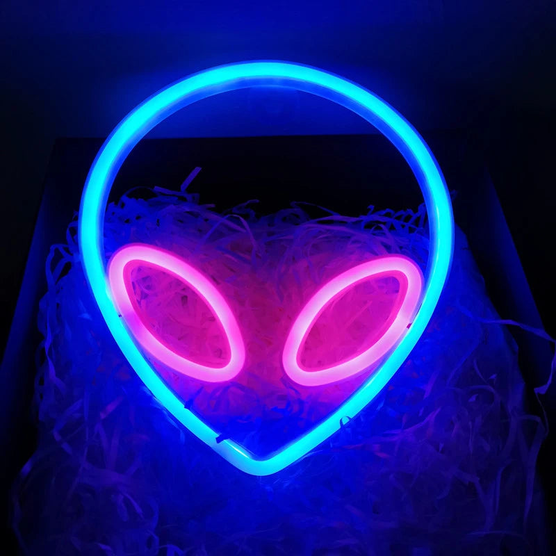 Space Neon Night Light Usb ET Planet Rocket Led Lights 3D Art Night Lights Lamp For Bedroom Wall Neon Led Strip AA Battry