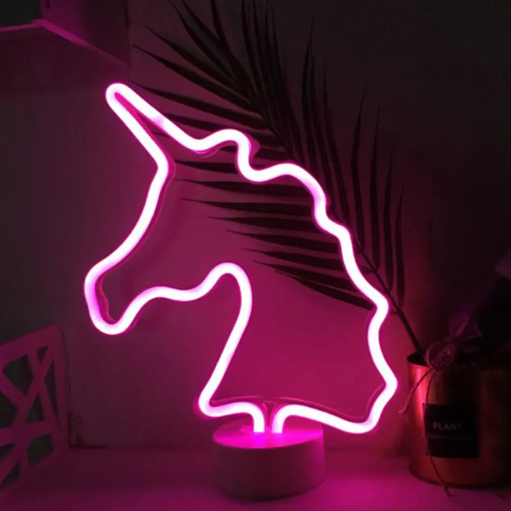 LED Unicorn Neon Night Light Colorful Infinite Tunnel Effect Wall Hanging Shelf Decoration Lamp Not Included