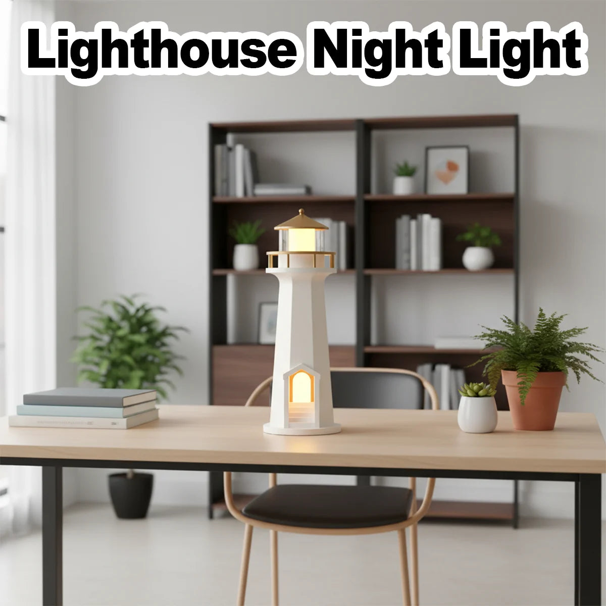 Rechargeable Lighthouse Moon Projector Night Light Lighthouses Ornaments Room Lighting Decorations Moonlight Bedroom Lamps Decor